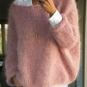 Pull tricoté classique à épaules dénudées pour femmes