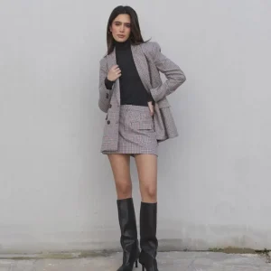 Blazer Femme Double Boutonnage À Carreaux