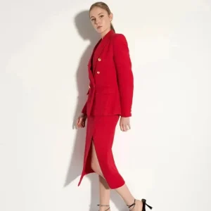 Blazer Chic Femme Texturé Rouge Ou Noir - Élégance et Confort Polyvalent