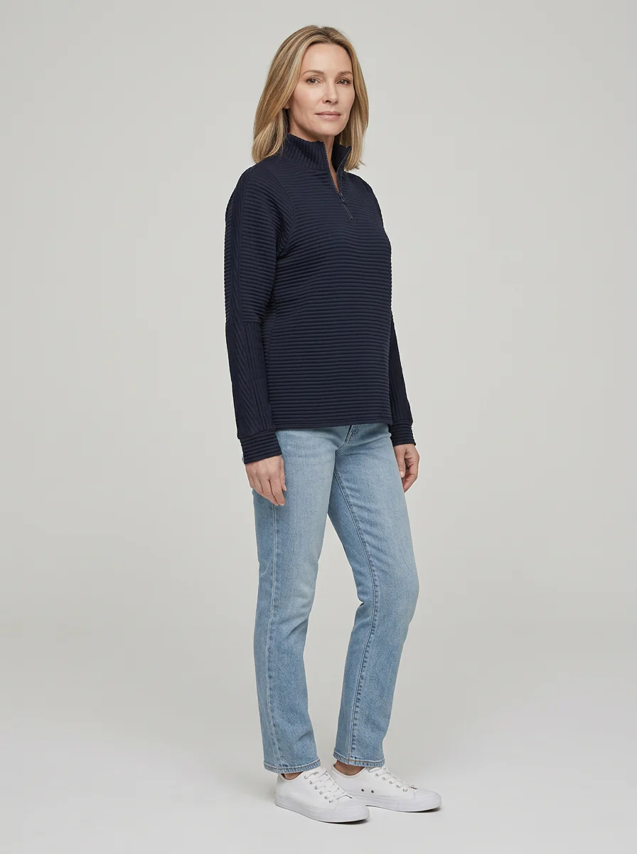 Pull côtelé à demi-zip pour femme – Doux, décontracté et parfait pour tous les jours – Image 4