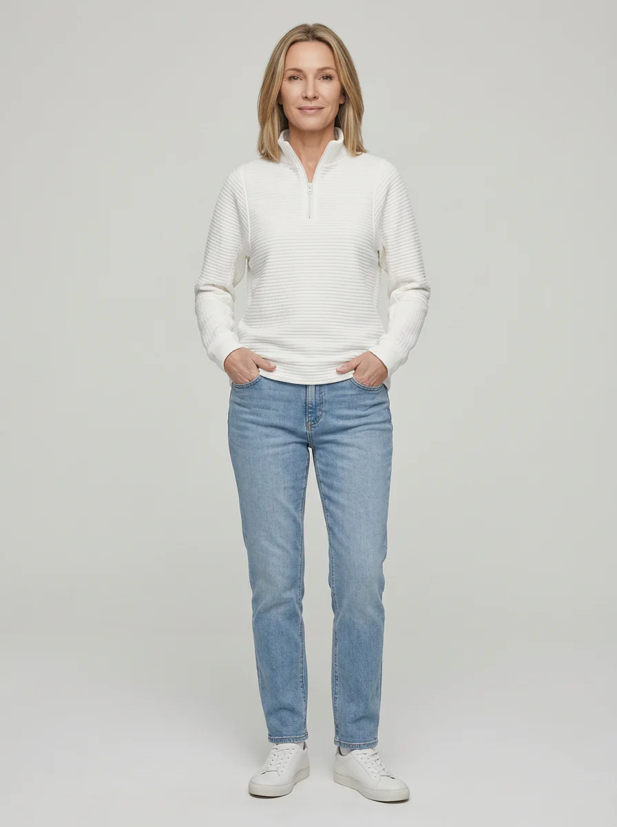 Pull côtelé à demi-zip pour femme – Doux, décontracté et parfait pour tous les jours – Image 3