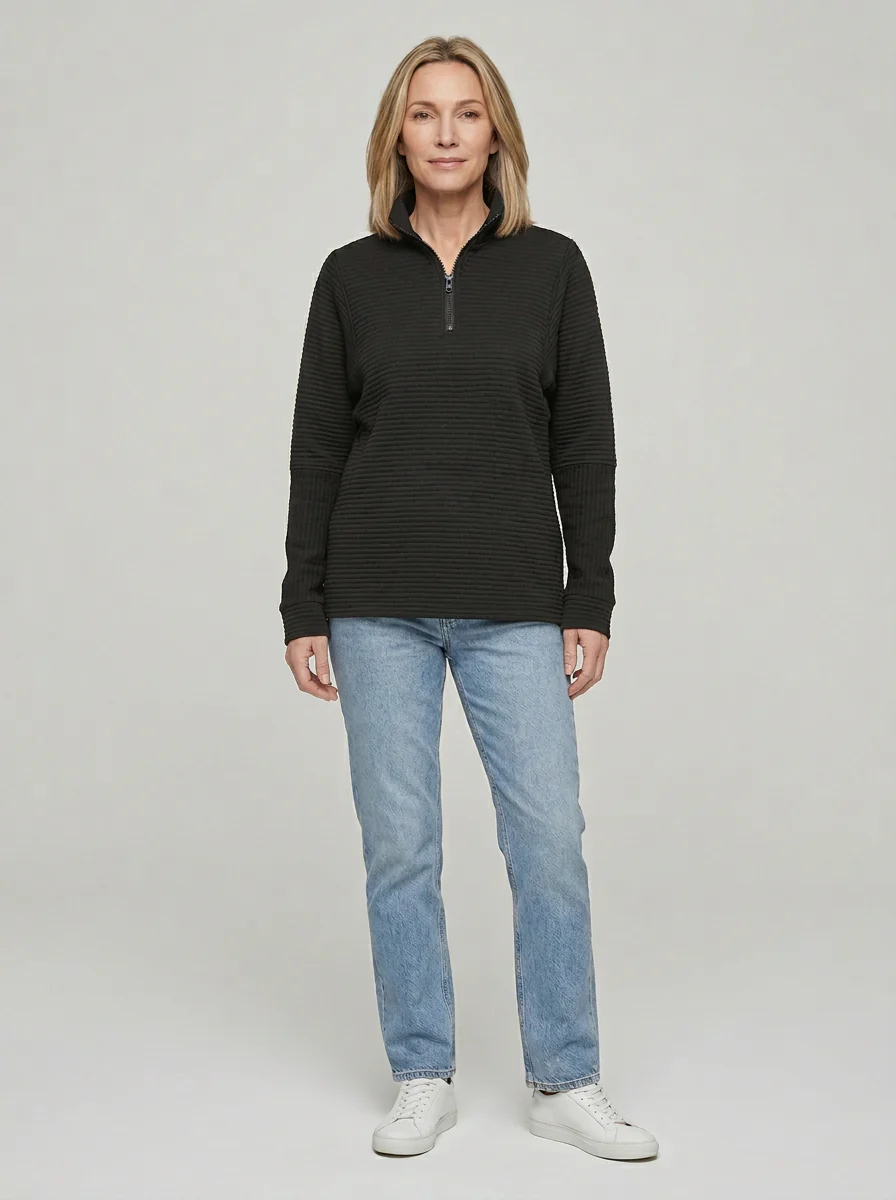 Pull côtelé à demi-zip pour femme – Doux, décontracté et parfait pour tous les jours – Image 6