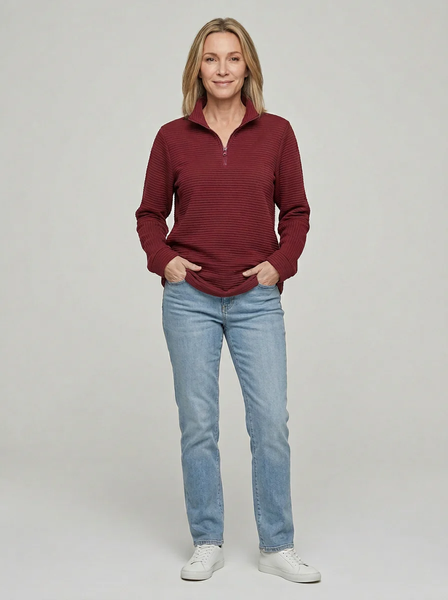 Pull côtelé à demi-zip pour femme – Doux, décontracté et parfait pour tous les jours – Image 5