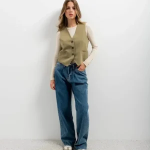 Gilet Court Sans Manche Vert