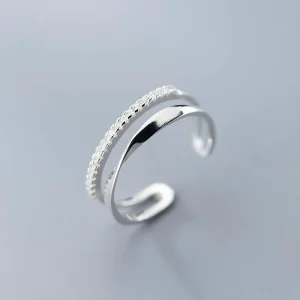 Bague Ajustable en Zirconium en Argent