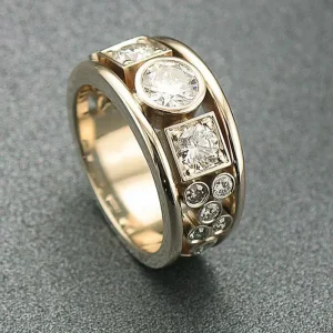 Bague avec Zirconiums Vintage en Or