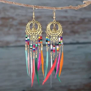 Boucles d'oreilles colorées pendantes
