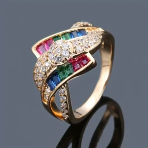 Bague en Or Colorée et Irégulière