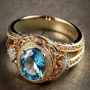 Bague en Or Étincelante Bleue