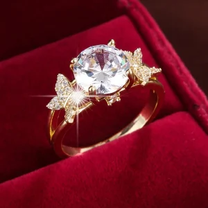 Bague en Or Papillon en Cristal