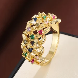 Bague Fleur en Maille Colorée