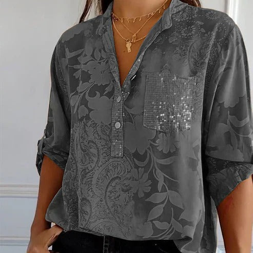 Blouse à manches longues avec motif floral pour femmes | Parfaite pour l'automne – Image 5