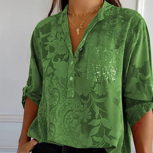 Blouse à manches longues avec motif floral pour femmes | Parfaite pour l'automne – Image 6