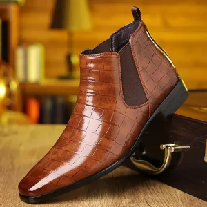 Bottes Chelsea en cuir imprimé crocodile pour hommes | Parfaites pour les journées automnales