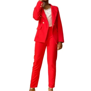 Tailleur femme rouge croisée croisée