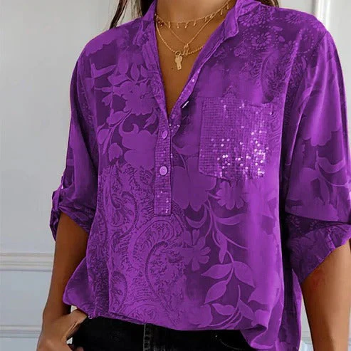 Blouse à manches longues avec motif floral pour femmes | Parfaite pour l'automne – Image 7