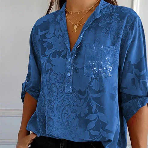 Blouse à manches longues avec motif floral pour femmes | Parfaite pour l'automne – Image 3