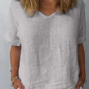 T-shirt Automnal Confortable À Col En V Pour Femme | Chic