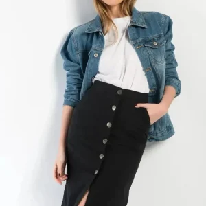 Jupe en denim noire fendue