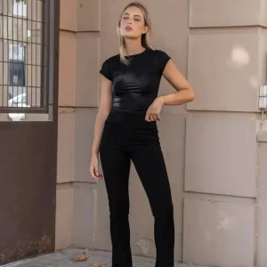 Leggings Évasé Noir À Fentes