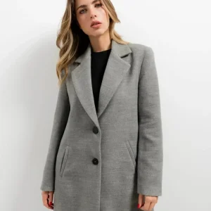 Manteau long ajusté en laine