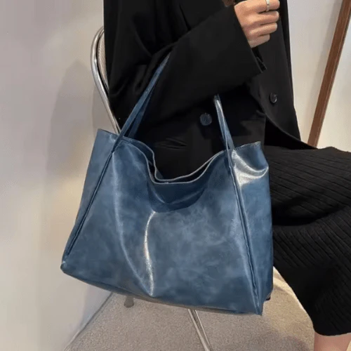 Maxia | Grand sac bandoulière en cuir pour femme | Sac à main | Cabas Bordeaux Rouge – Image 7