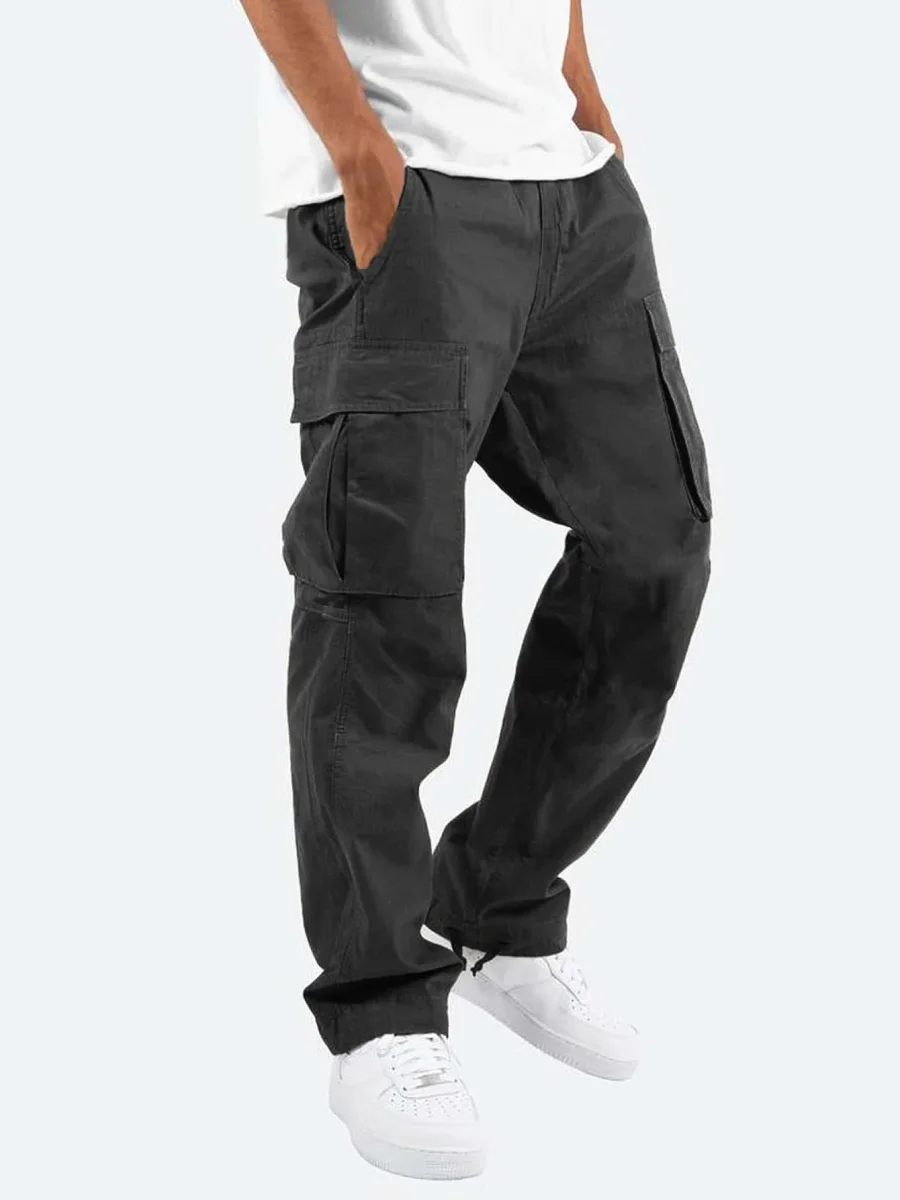 Pantalon cargo pour homme avec poches latérales, coupe décontractée