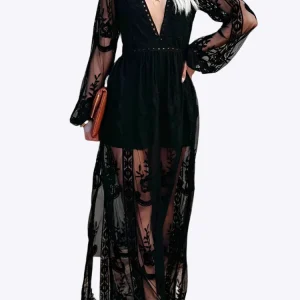 Mabyn - Robe longue en dentelle bohème intemporelle pour femme