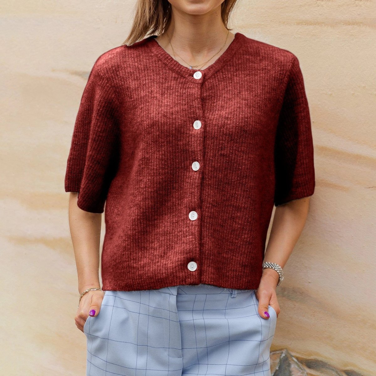 Cardigan à manches longues et à col rond pour femmes | Parfait pour l'automne – Image 7