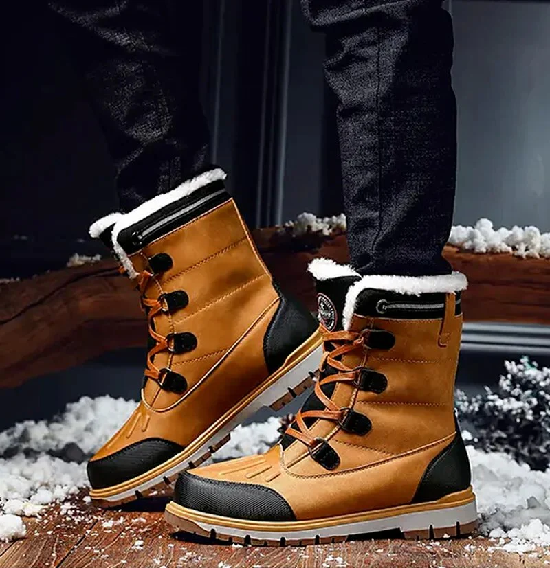 Bottes d'hiver pour hommes - Chaussures de neige doublées et chaudes avec semelle antidérapante – Image 6