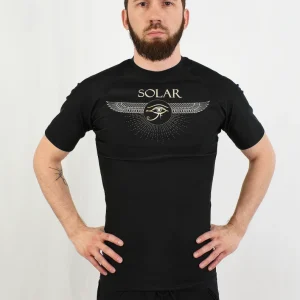Rashguard manches courtes - "Oeil de Ra" Noir et jaune - Solar