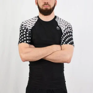 Rashguard manches courtes - Motif géométrique noir et blanc - Solar