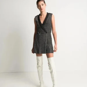 Robe Smoking Scintillante grise Sans Manches