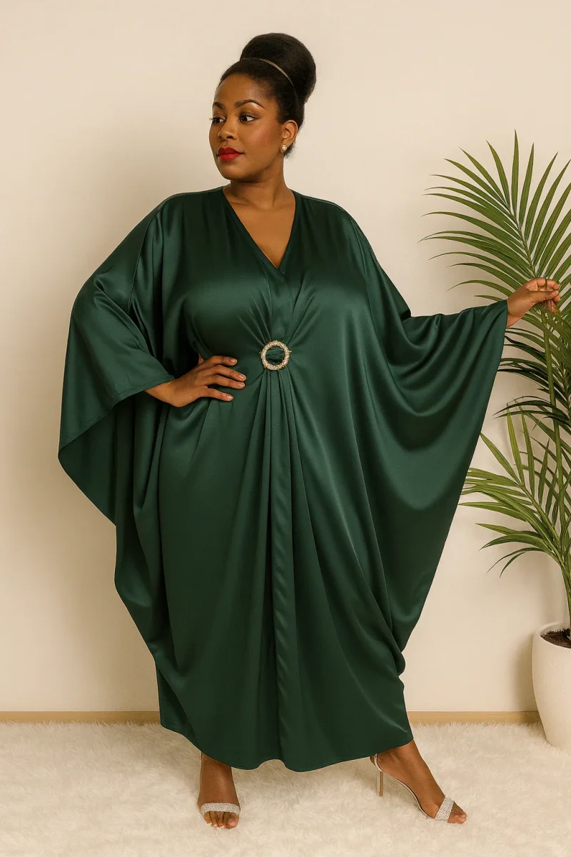 Robe caftan satin grande taille – Tenue de soirée élégante fluide femme – Image 5