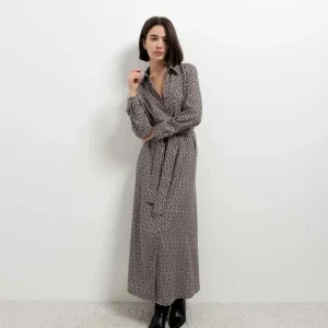 Robe Chemise Longue À Motifs Géométriques Élégante Pour Toutes Les Occasions