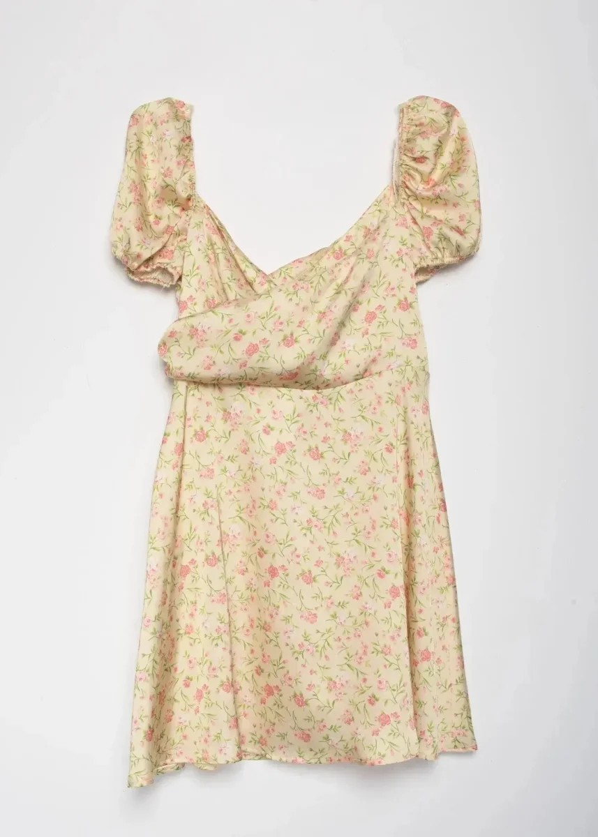 Mini Robe Florale Jaune Pâle – Image 5