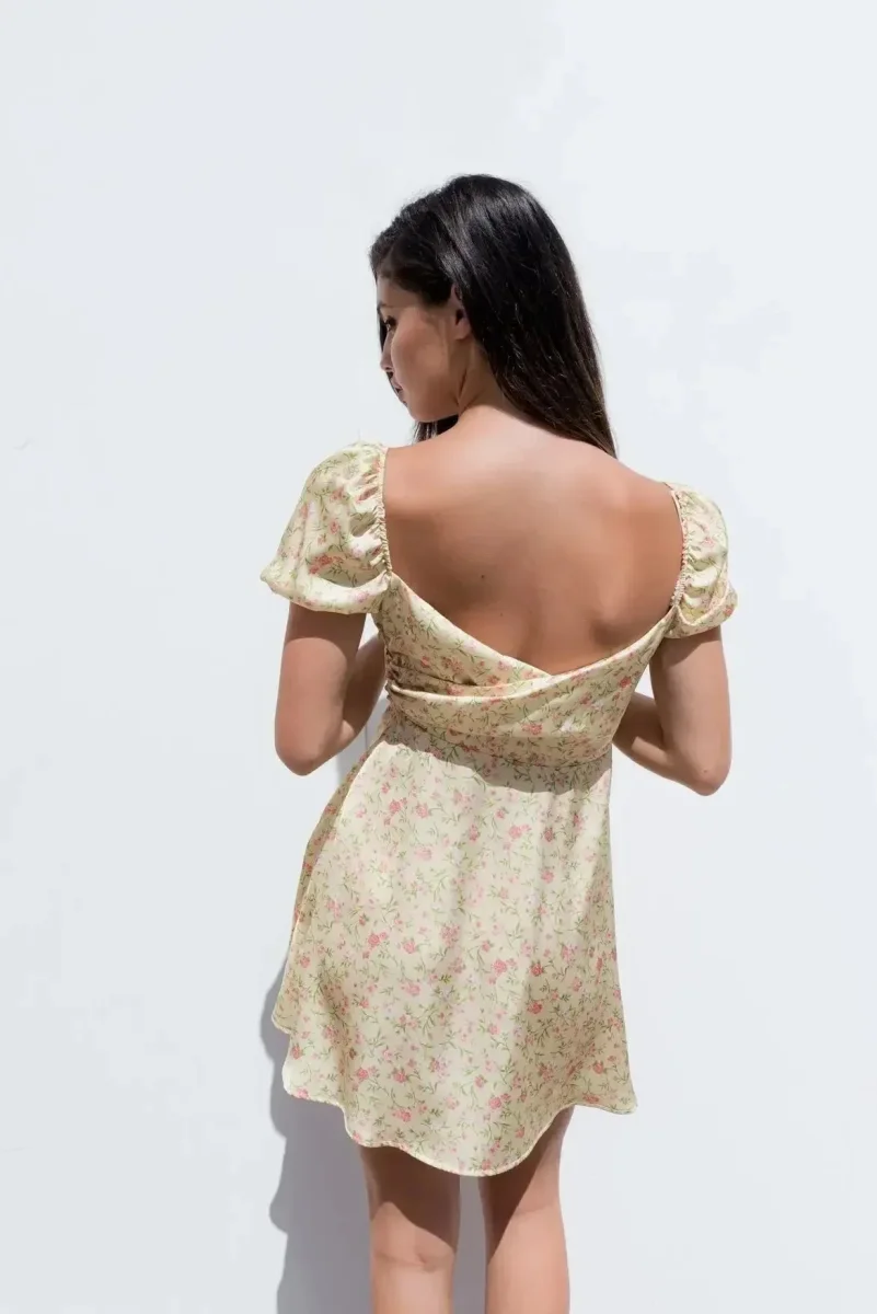 Mini Robe Florale Jaune Pâle – Image 4