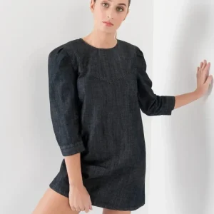 Robe en denim à manches bouffantes
