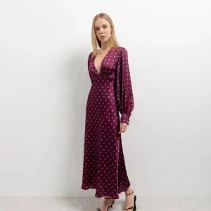 Robe à Pois Midi Manches Longues