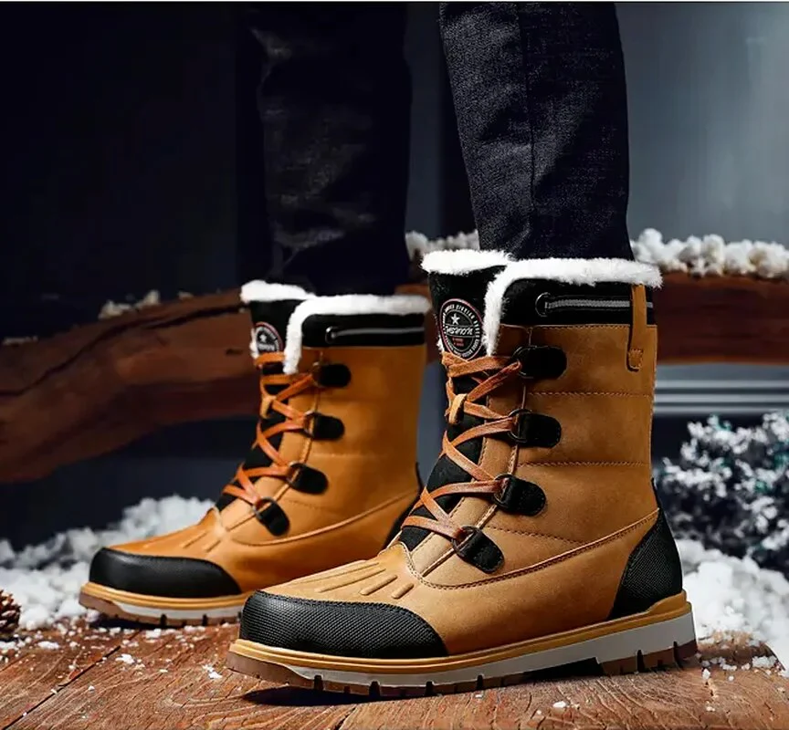 Bottes d'hiver pour hommes - Chaussures de neige doublées et chaudes avec semelle antidérapante – Image 5