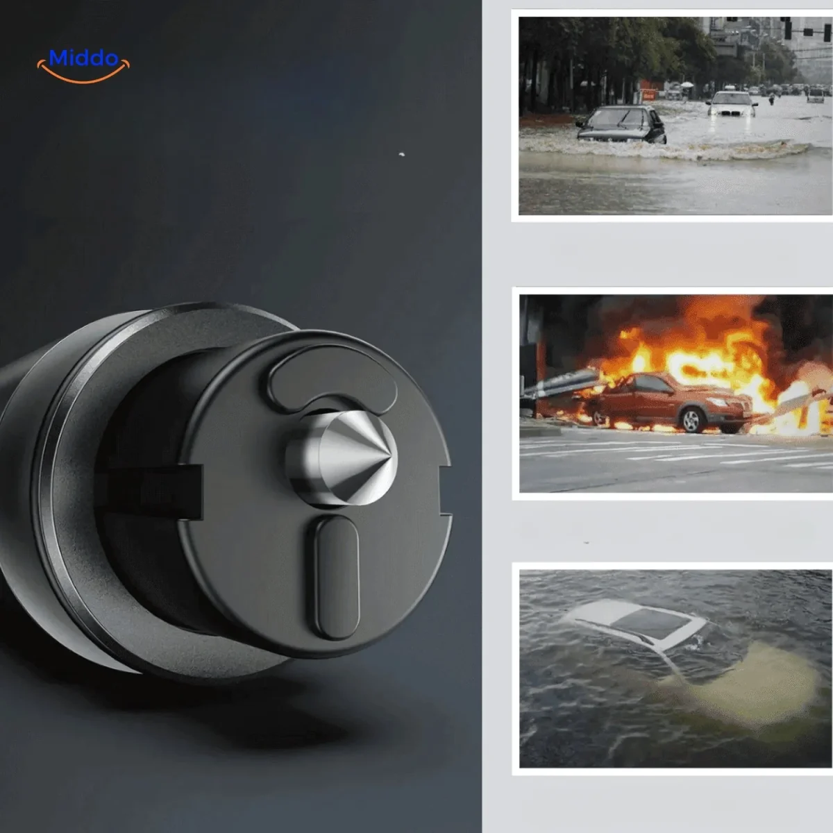 SafeKey | Outil d'urgence 2-en-1 | Brise-vitre et coupeur de sécurité – Image 6