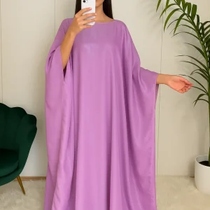 Abaya papillon longue métallisée fluide – Hafsoit Mode