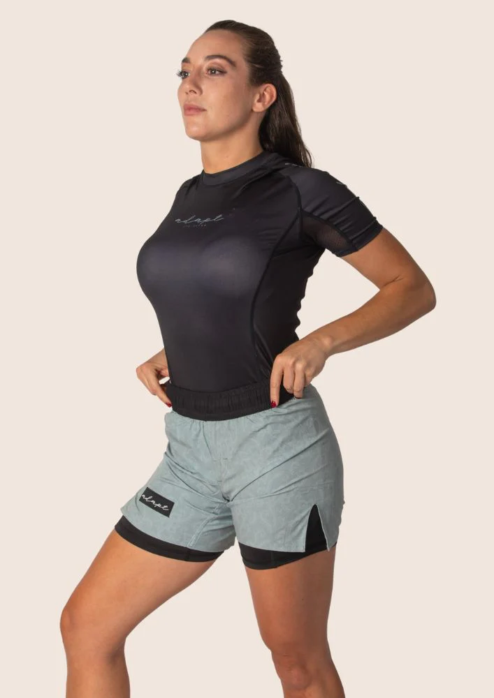 Unisex Dual‑Layer Combination Shorts – Sage Paisley – Image 4