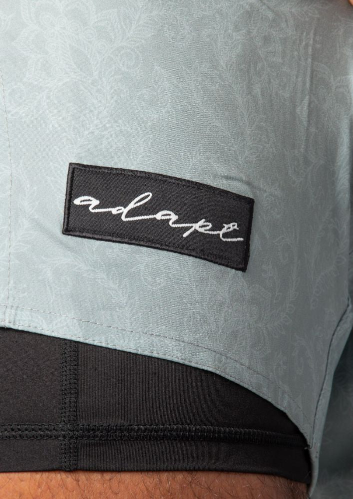 Unisex Dual‑Layer Combination Shorts – Sage Paisley – Image 6