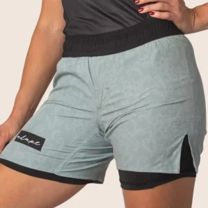 Unisex Dual‑Layer Combination Shorts – Sage Paisley